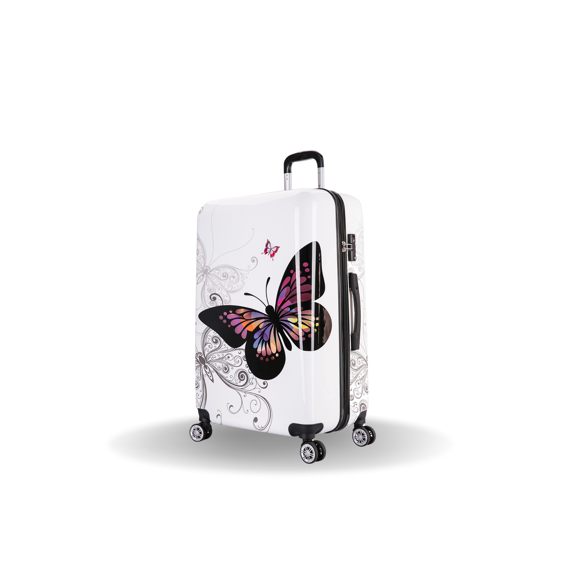 Large Butterfly Print 28-inch Suitcase 3/4 view photo