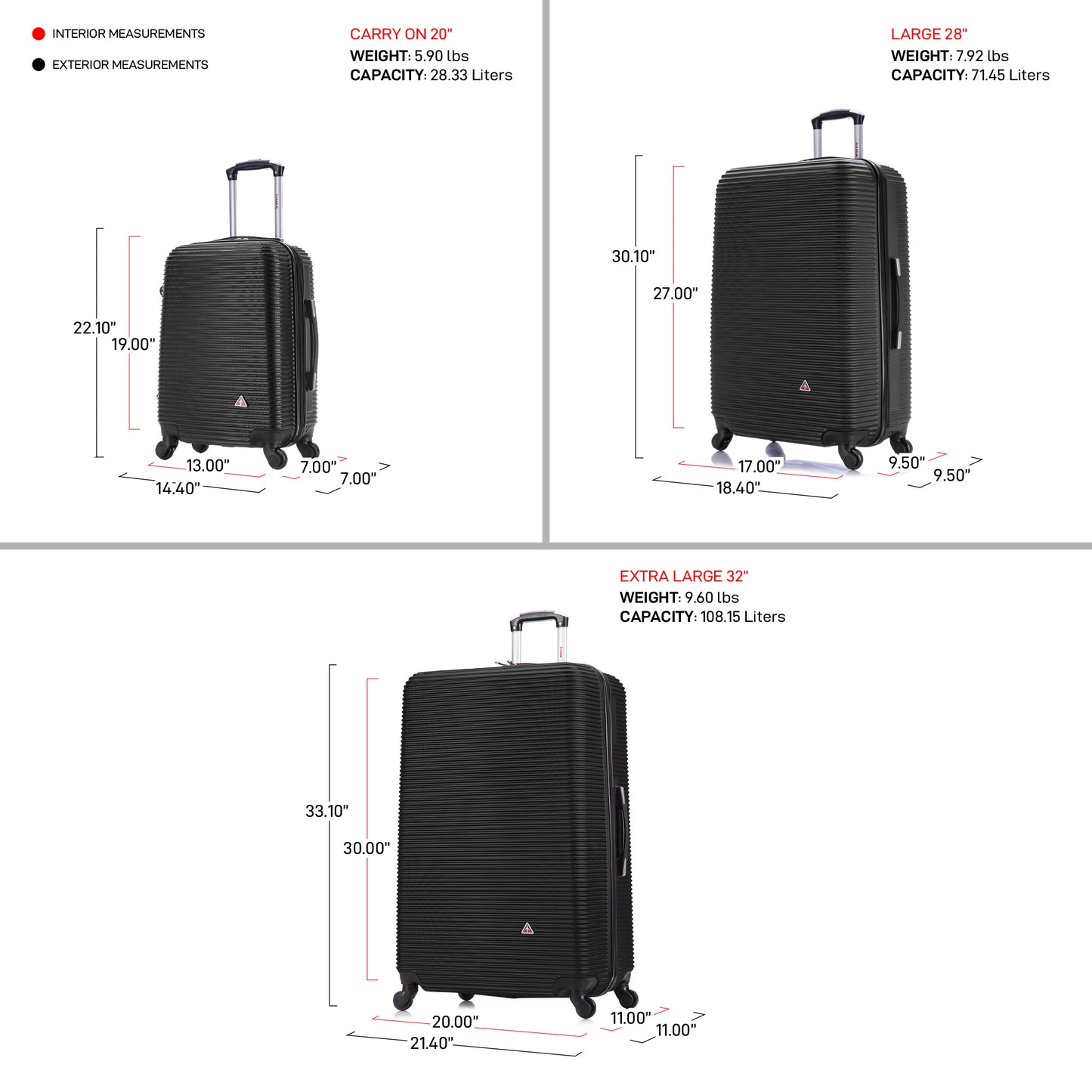 Royal 3 Piece Luggage Set 20''/28''/32''