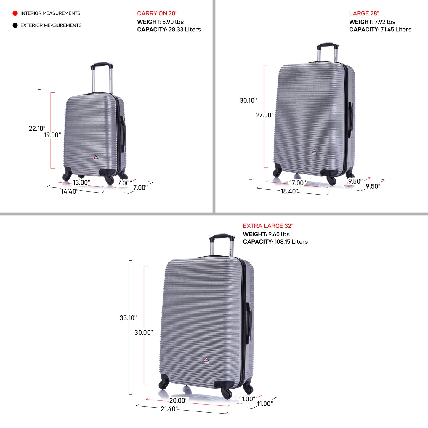 Royal 3 Piece Luggage Set 20''/28''/32''