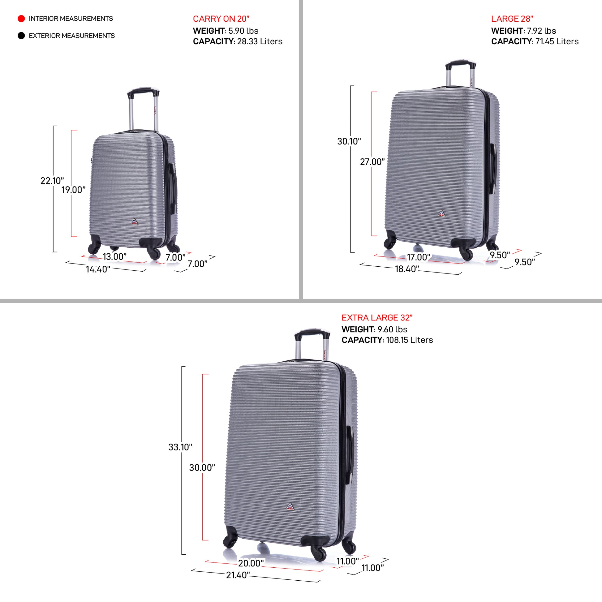 Royal 3 Piece Luggage Set 20''/28''/32''