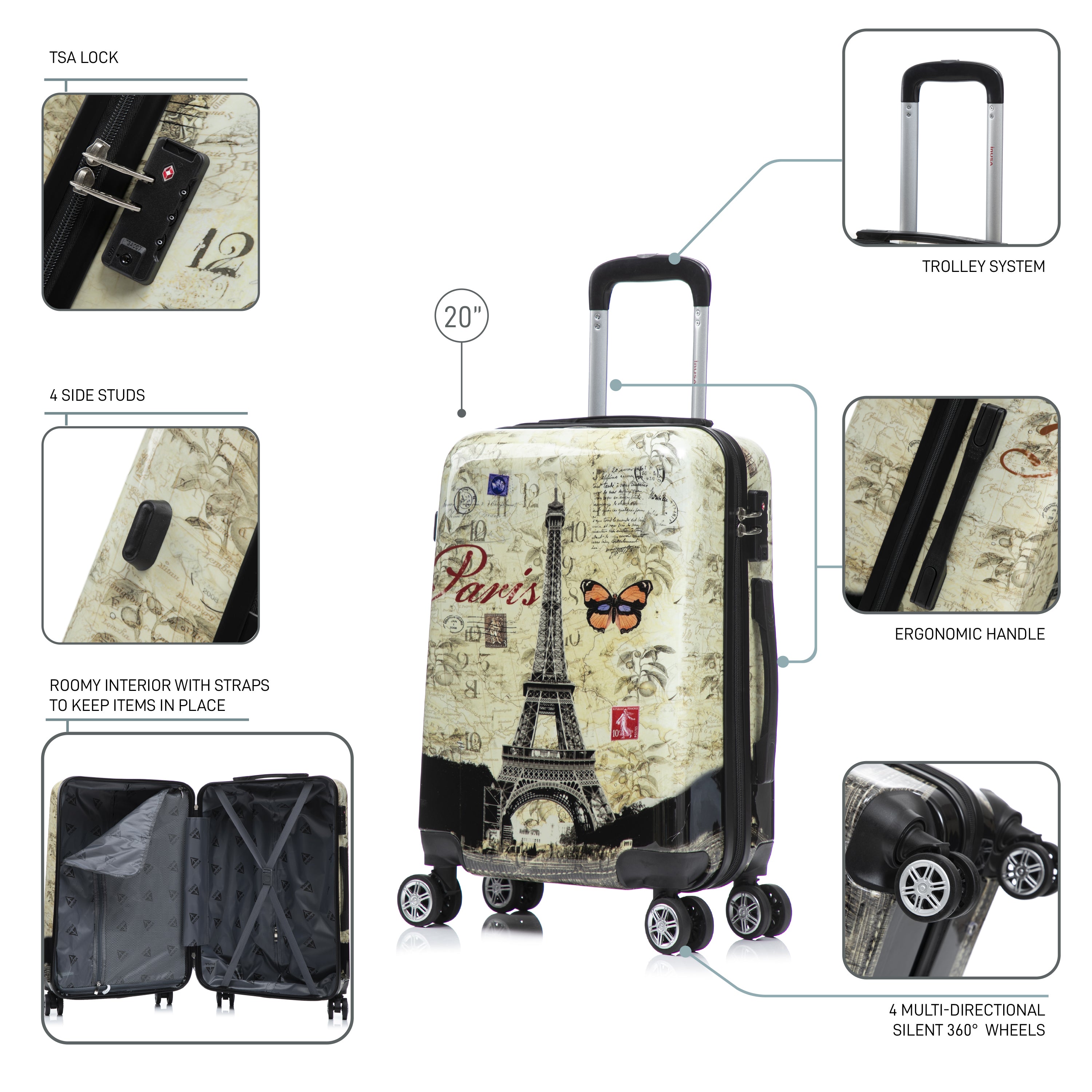 Prints Hardside Spinner 20-Inch Carry-On Luggage – InUSA Luggage