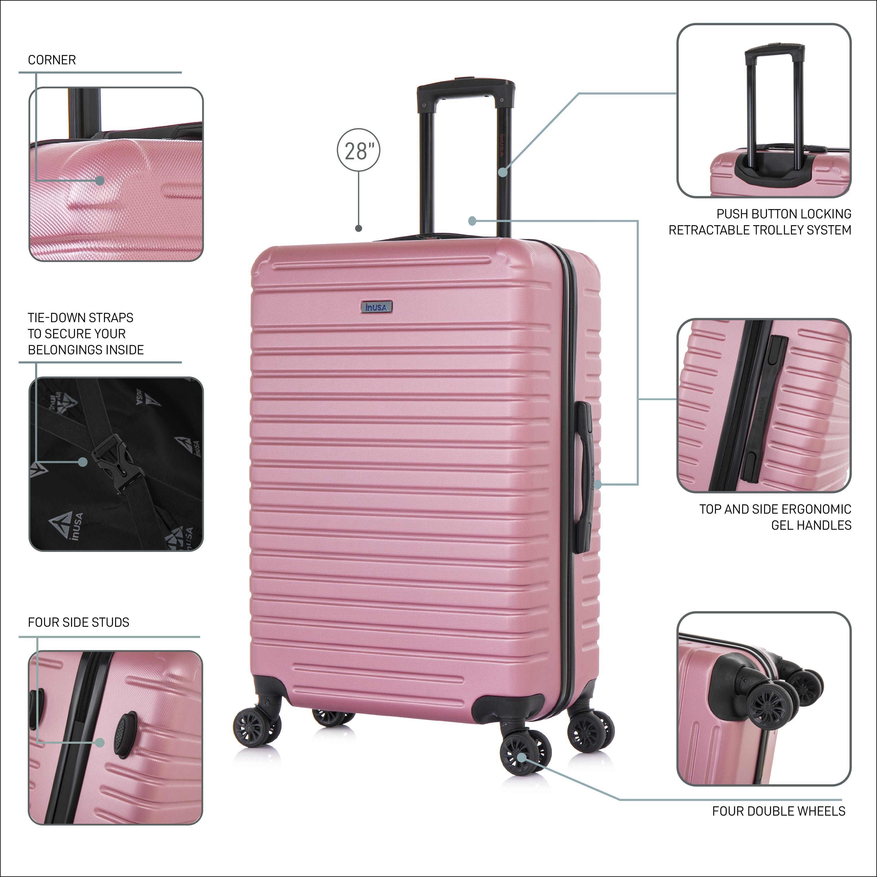 Deep Hardside Spinner 28-Inch Large lightweight Luggage – InUSA