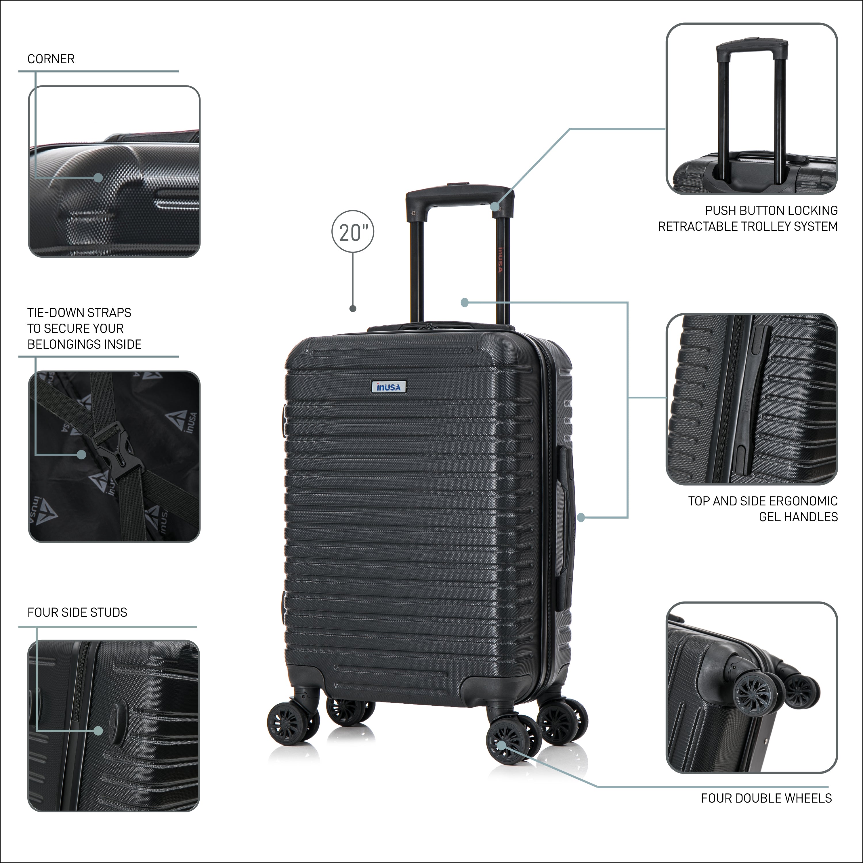 Deep Hardside Spinner 20-Inch Carry-On Luggage – InUSA Luggage