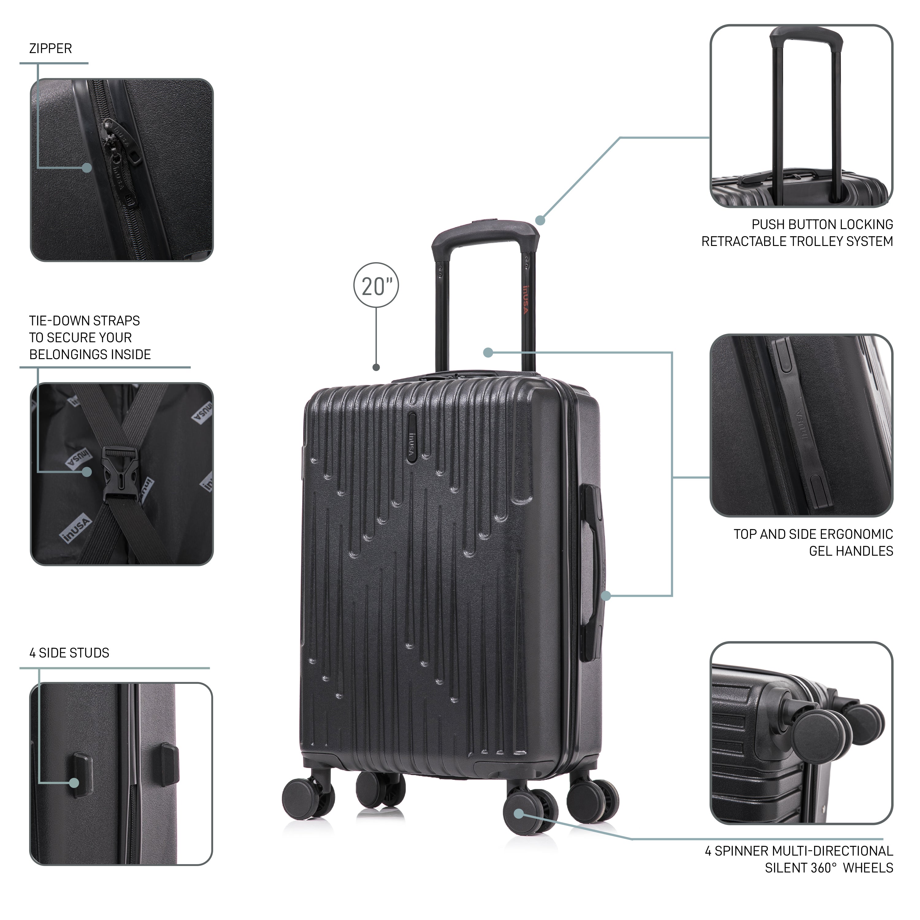 Drip Carry-On 20-inch Hardside Spinner Luggage – InUSA Luggage
