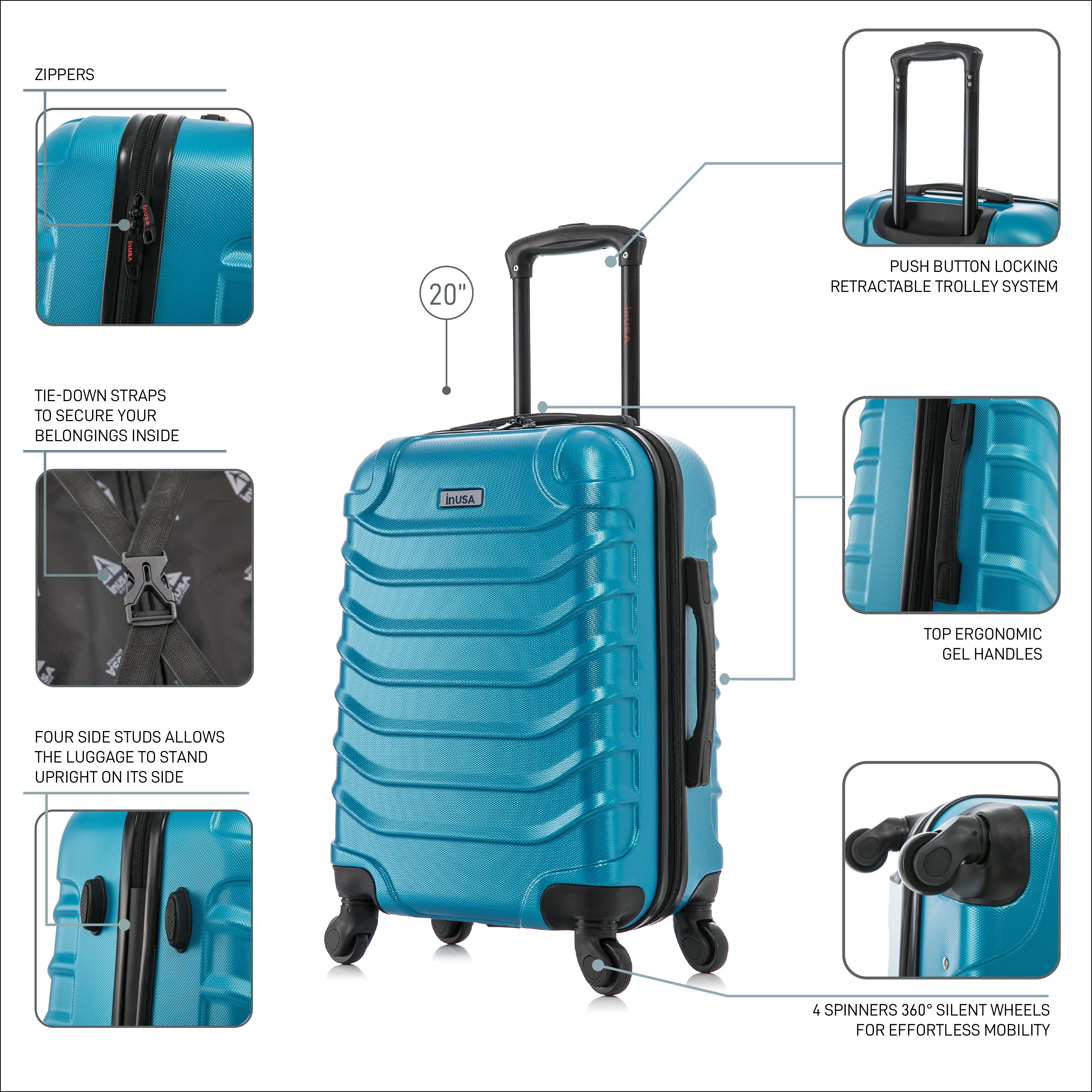 Endurance Hardside Spinner 20-Inch Carry-On Luggage – InUSA Luggage
