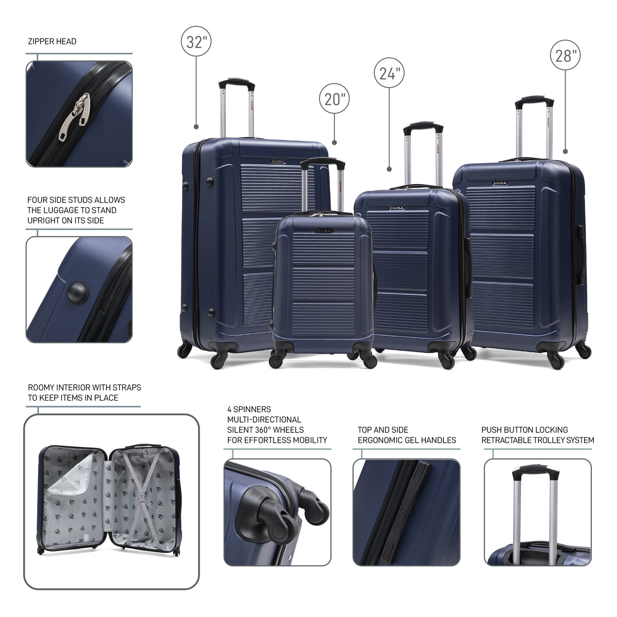 Pilot 4 Piece Extra Luggage Set 20"/24"/28"/32"