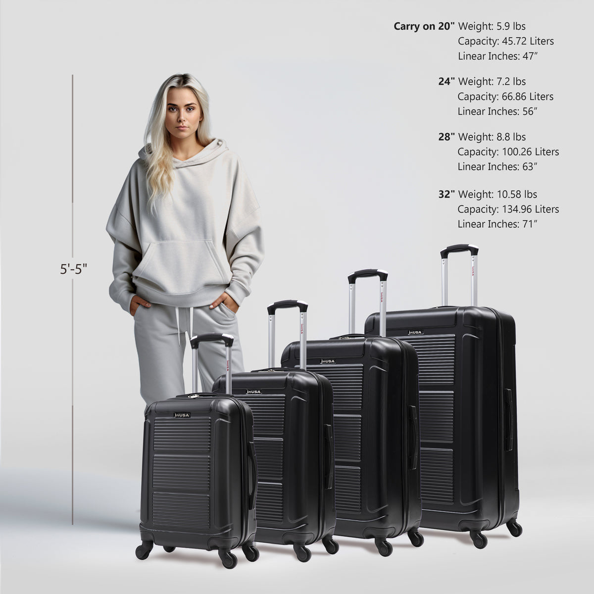 Pilot 4 Piece Extra Luggage Set 20"/24"/28"/32"