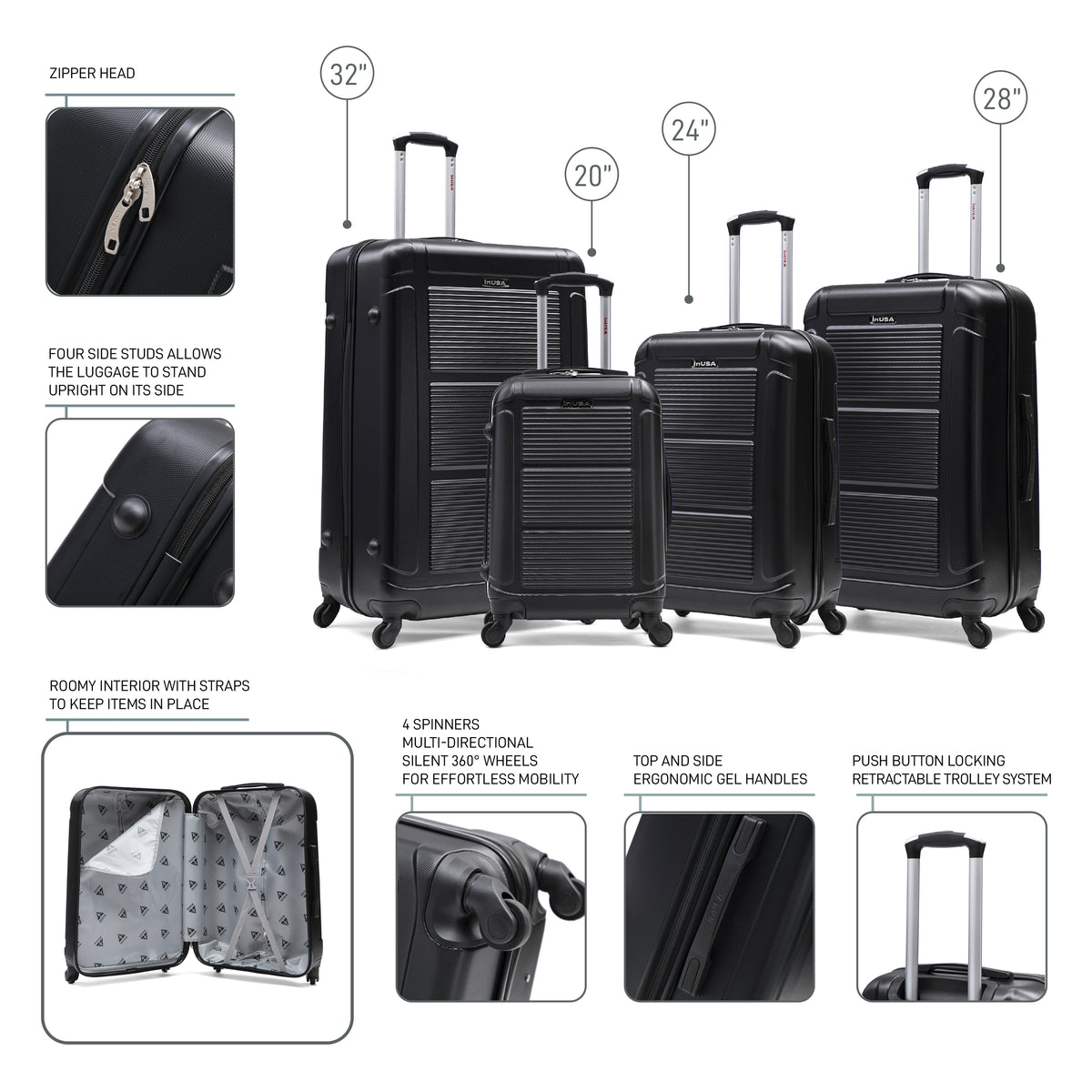 Pilot 4 Piece Extra Luggage Set 20"/24"/28"/32"
