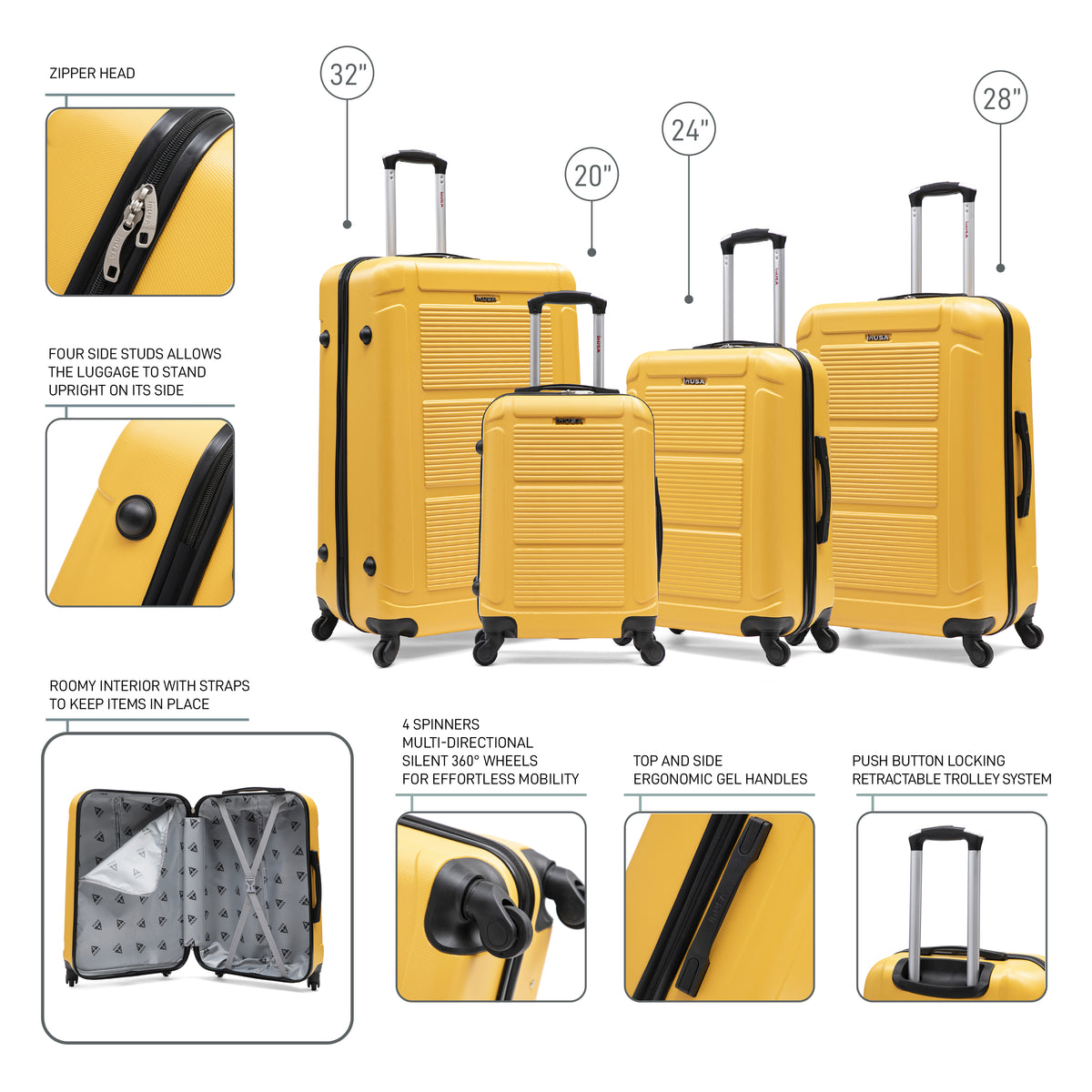 Pilot 4 Piece Extra Luggage Set 20"/24"/28"/32"