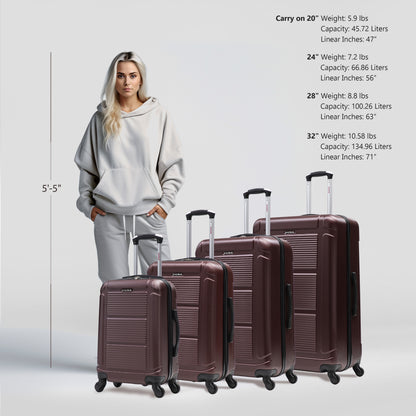 Pilot 4 Piece Extra Luggage Set 20"/24"/28"/32"