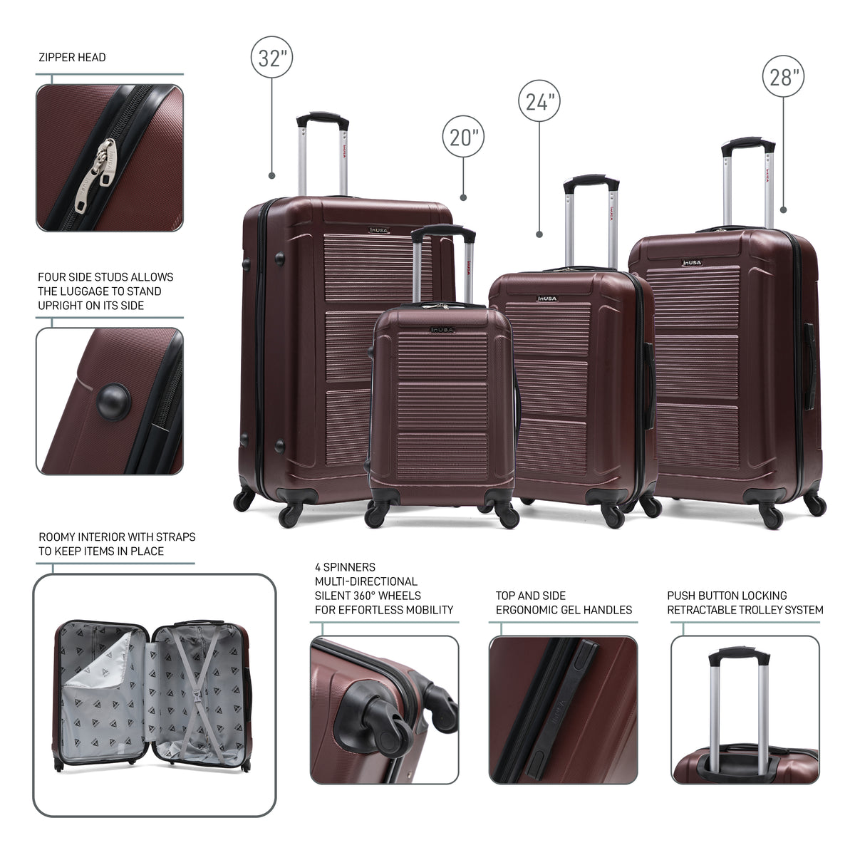 Pilot 4 Piece Extra Luggage Set 20"/24"/28"/32"