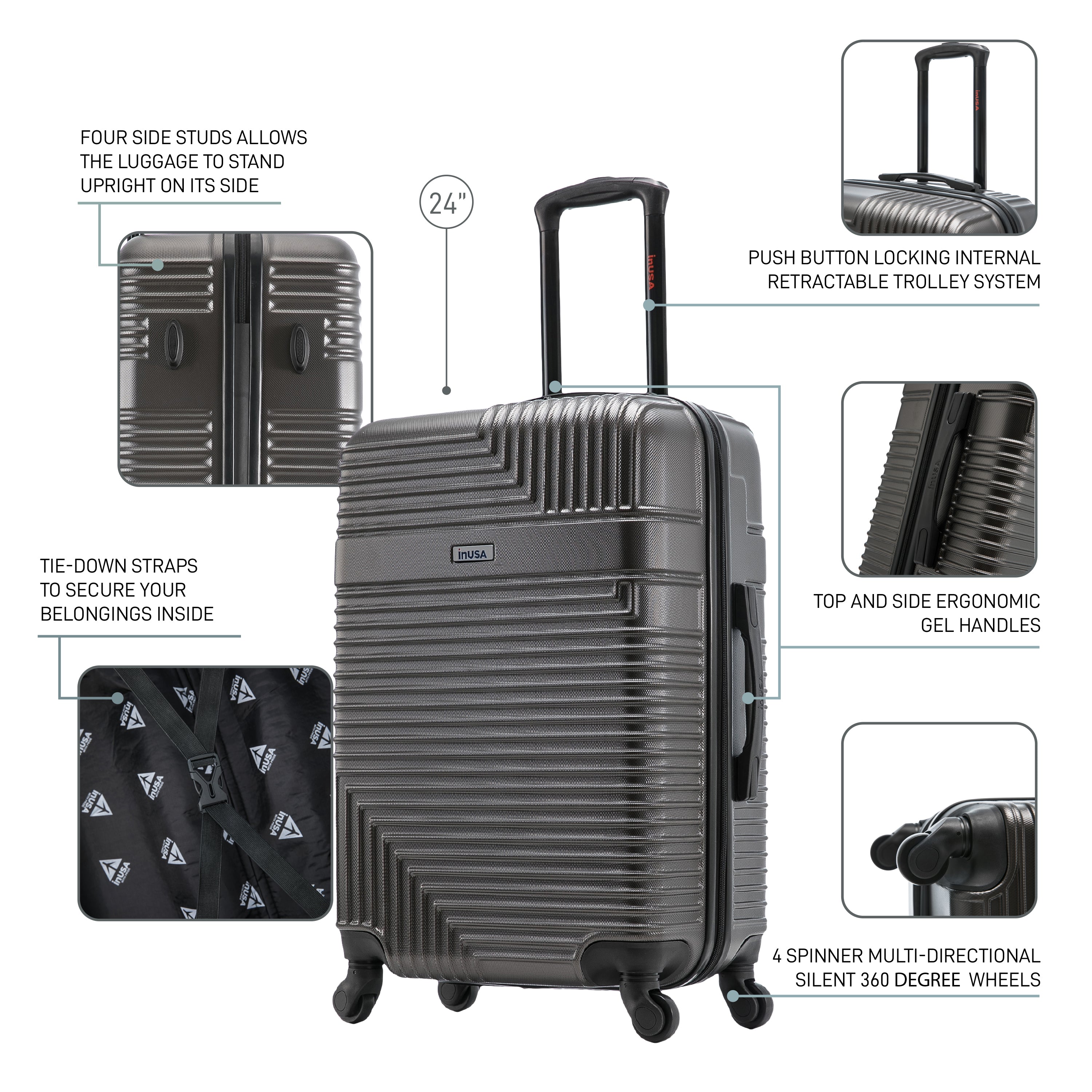 InUSA Resilience Hardside 24 inch Medium Luggage – InUSA Luggage
