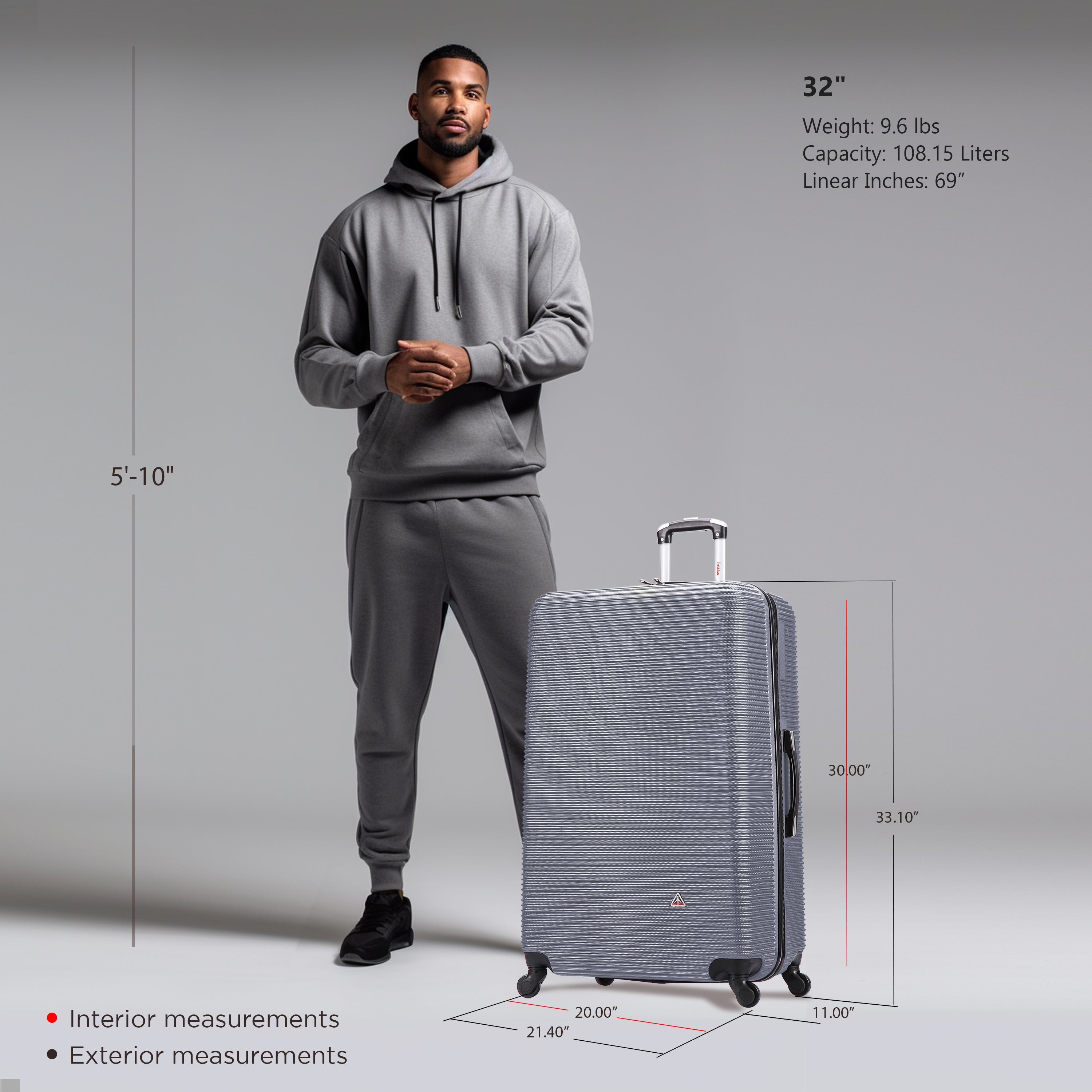 Royal 32 Inch Extra Large Hardside Luggage – InUSA Luggage