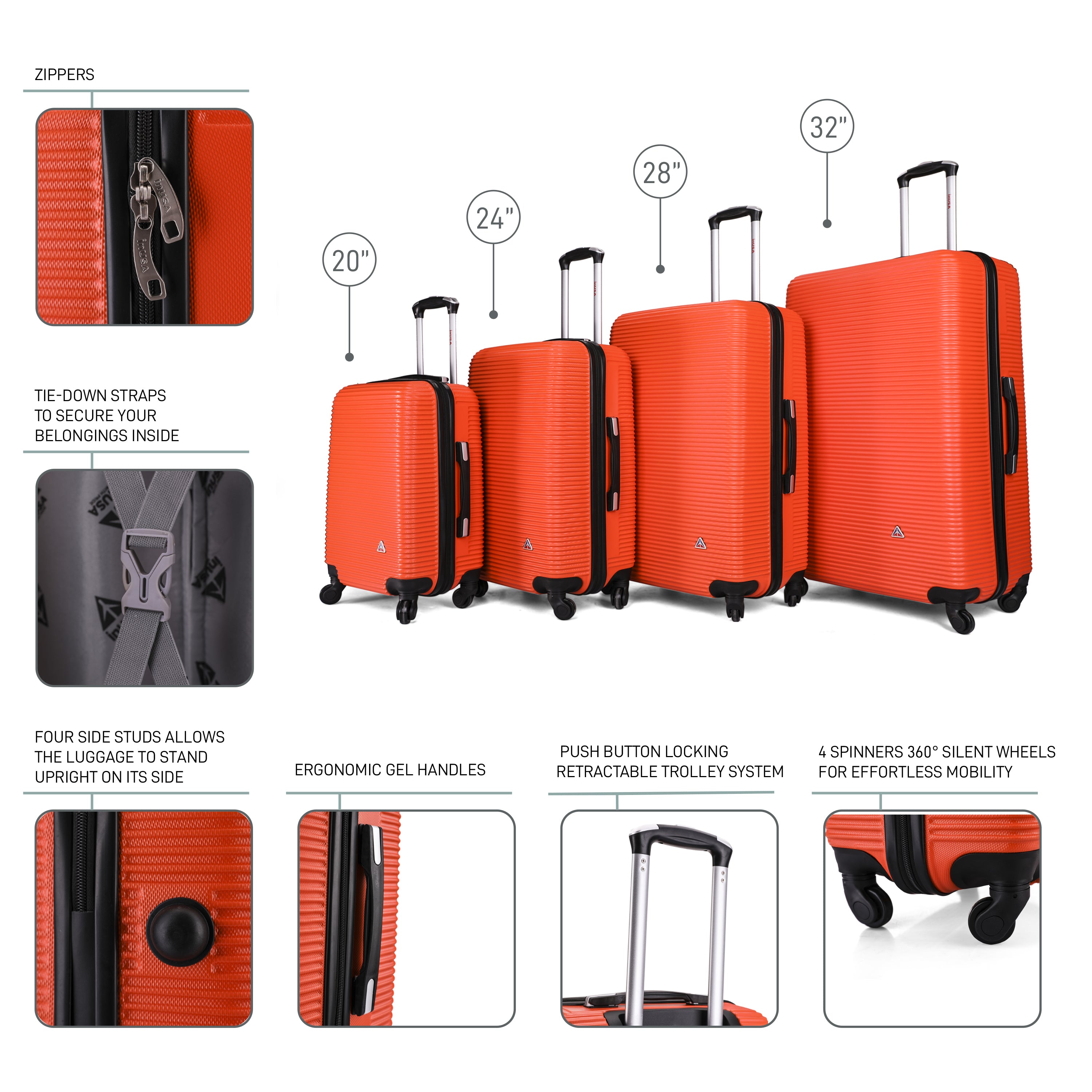 Royal 4 Piece Luggage Set 20''/24''/28''/32'' – InUSA Luggage
