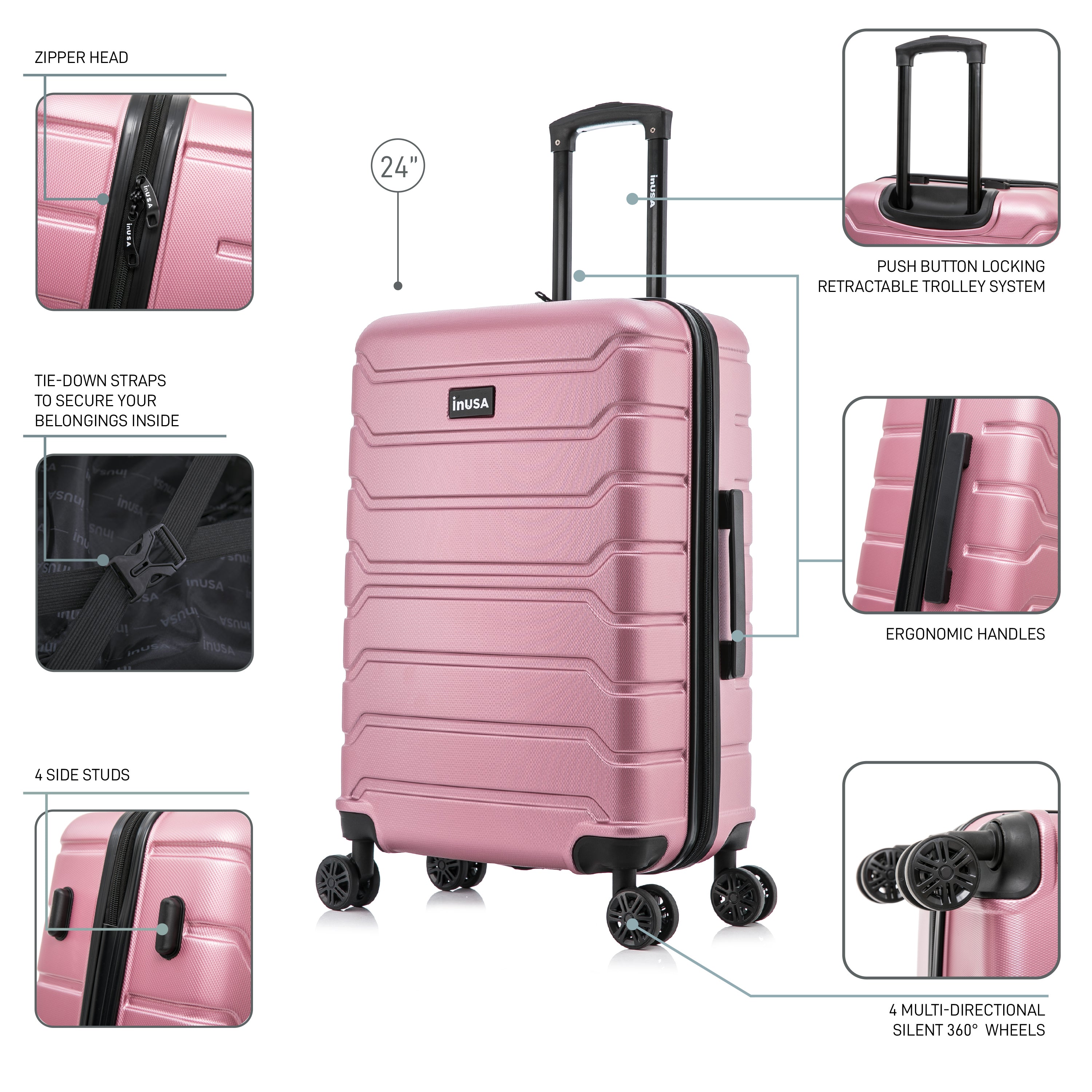 Trend Hardside Spinner 24 Inch Medium Luggage – InUSA Luggage
