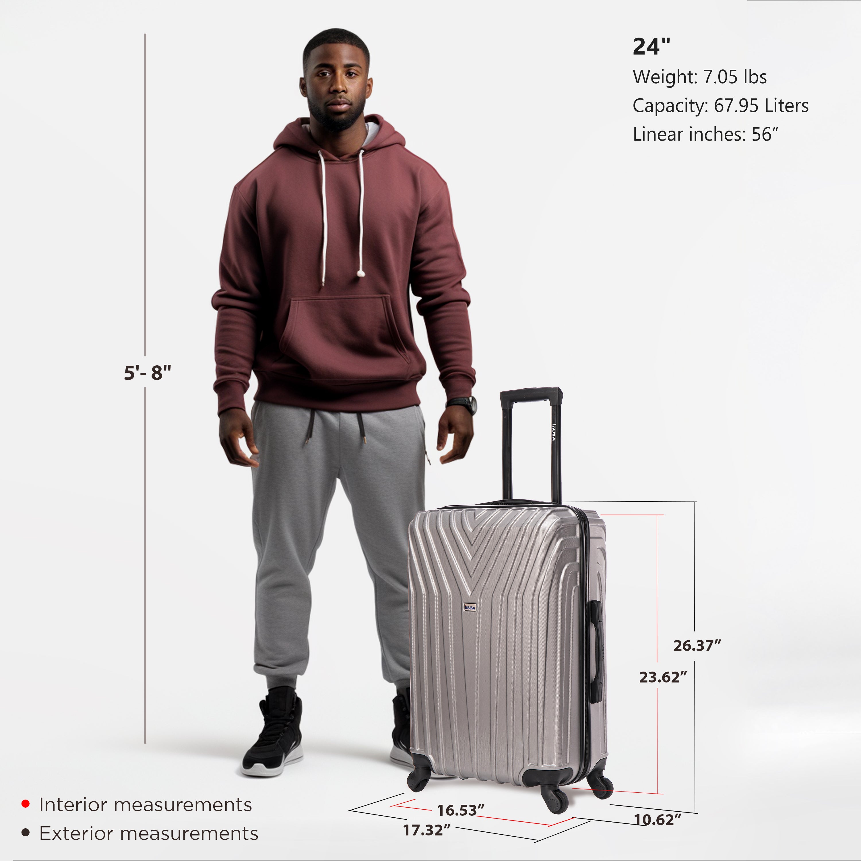 Vasty Hardside Medium 24 Inch Lightweight Luggage 24