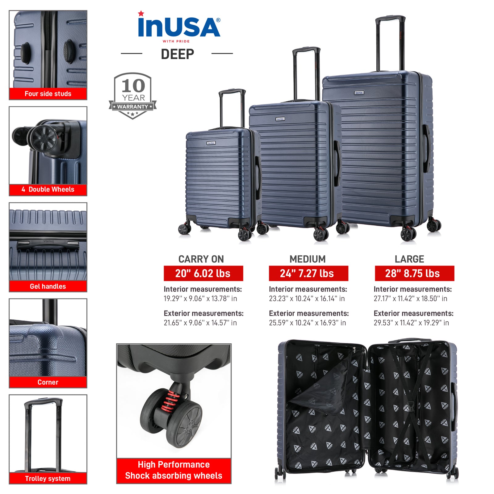 Load image into Gallery viewer, Deep  Hardside  3 Piece Luggage Set   20/24/28 Inches