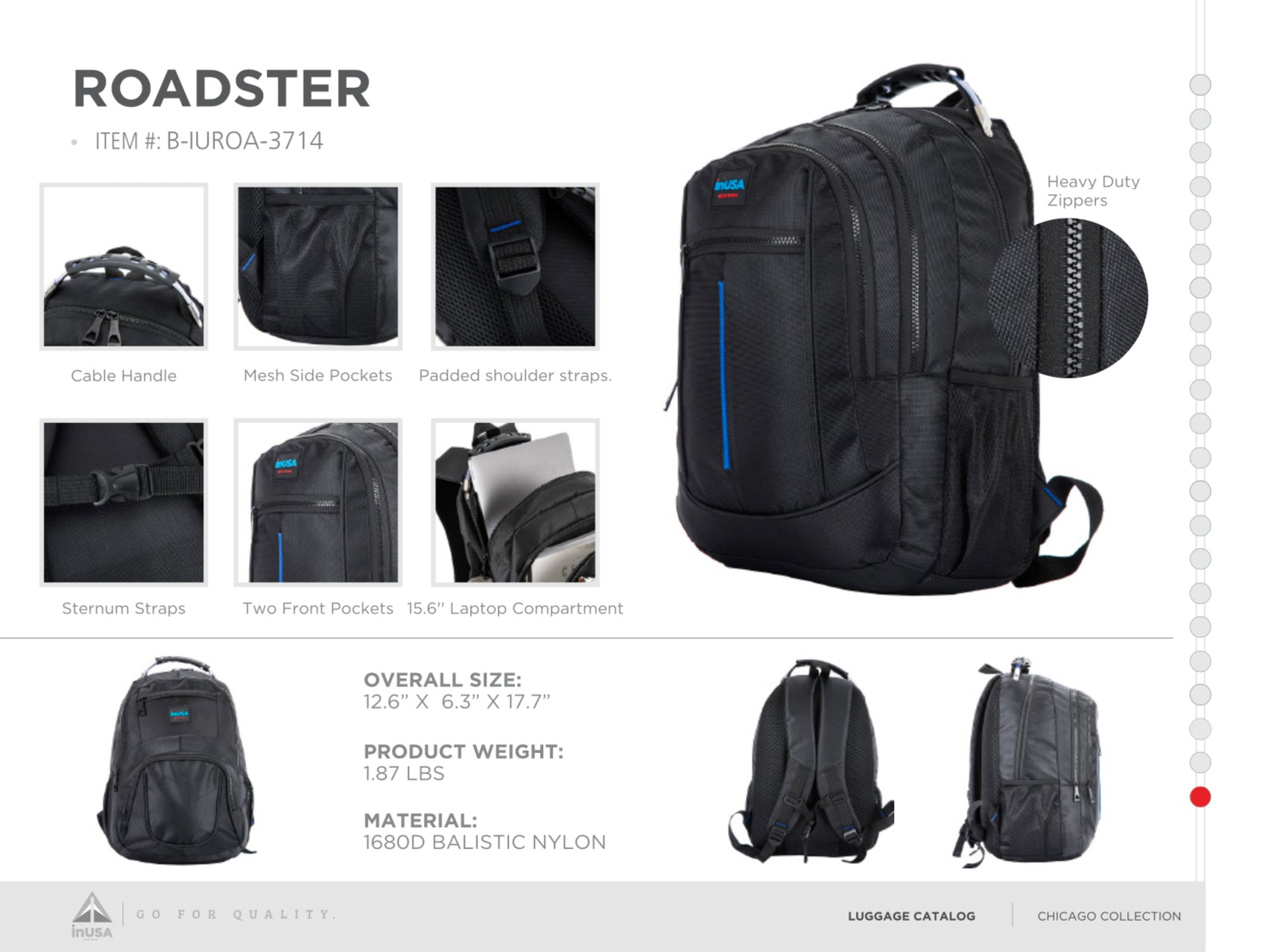 InUSA ROADSTER Executive 15.6-Inch Laptop Backpack