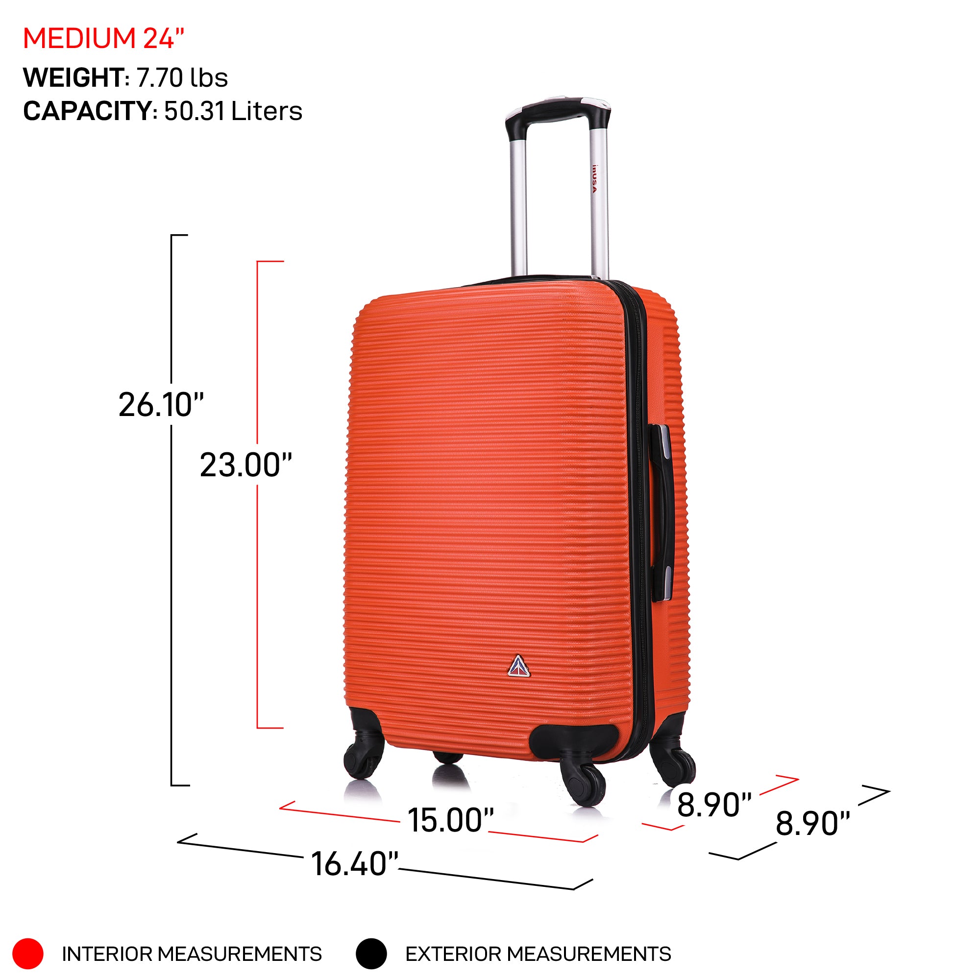 24 inch suitcase shops dimensions