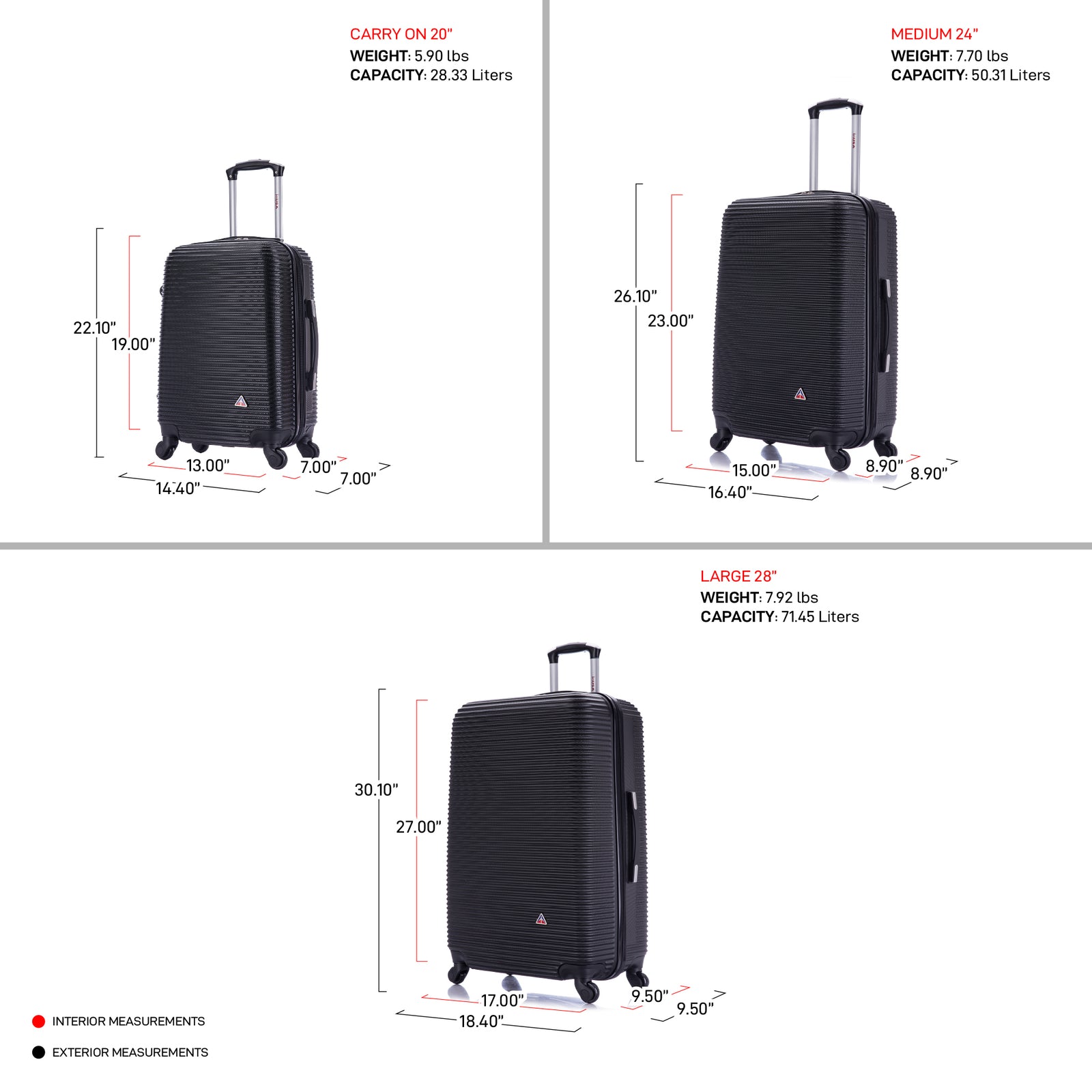 Load image into Gallery viewer, Royal 3 Piece Luggage Set 20&#39;&#39;/24&#39;&#39;/28&#39;&#39;