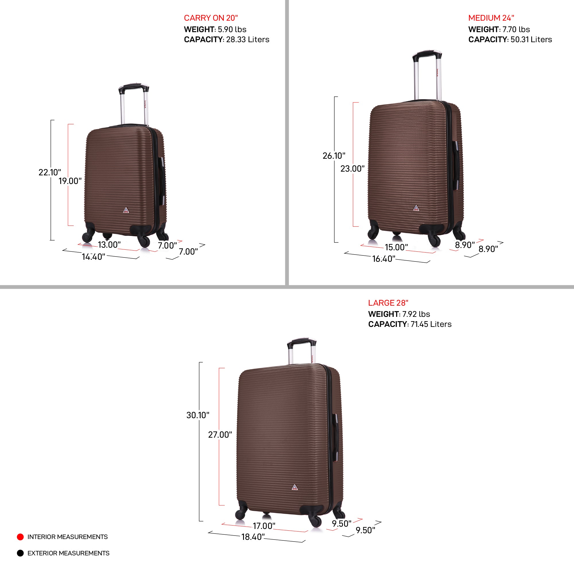 3 piece carry on deals luggage set