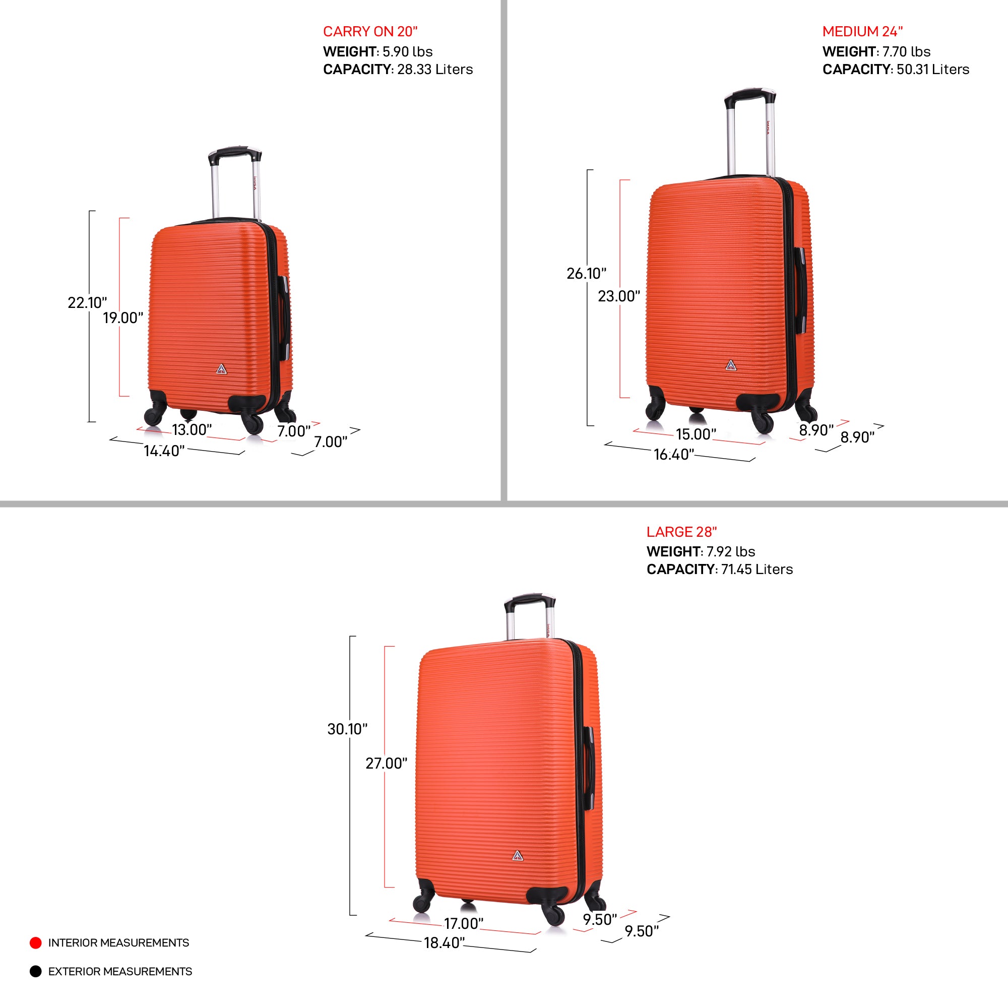 Inusa royal cheap hardside luggage