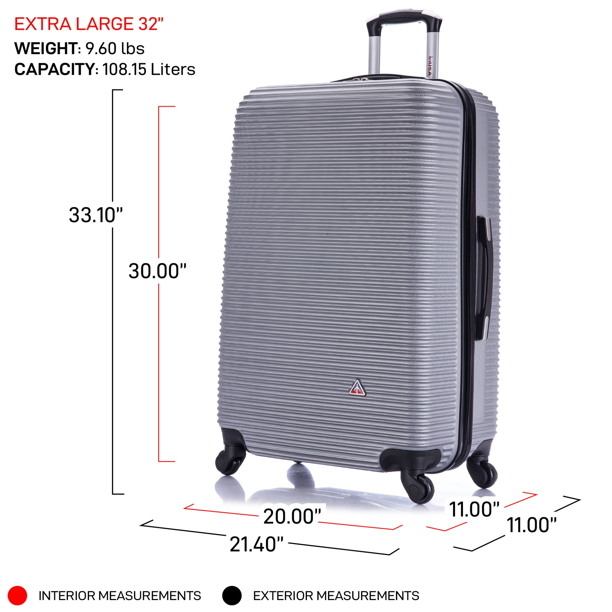 Royal 32 Inch Extra Large Hardside Luggage