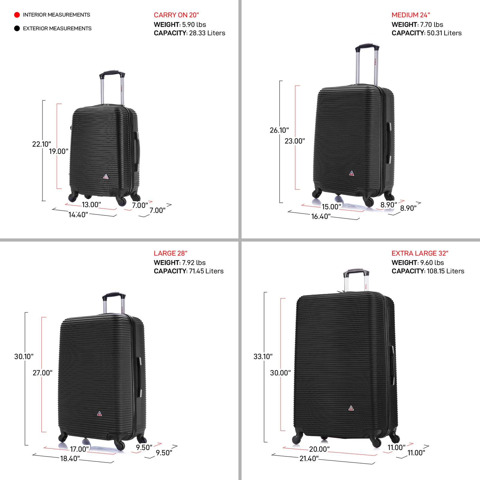 Load image into Gallery viewer, Royal 4 Piece Luggage Set 20&#39;&#39;/24&#39;&#39;/28&#39;&#39;/32&#39;&#39;